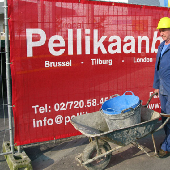 NK Hekwerknet, bedrukt Bescherming Nettenkoning Geel 200g/m²