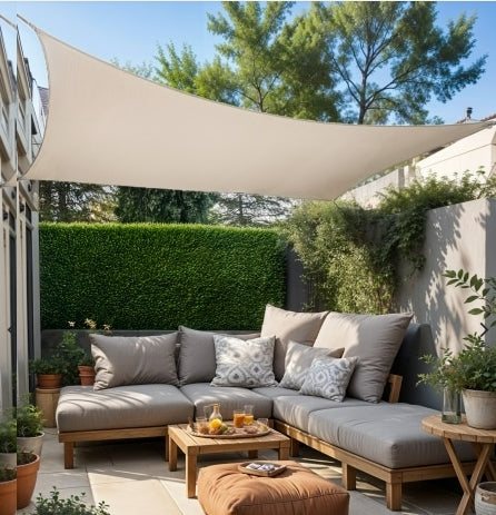NK Zonnescherm Tuin Nettenkoning ivoor driehoek 4.5 x 4.5 x 4.5 m